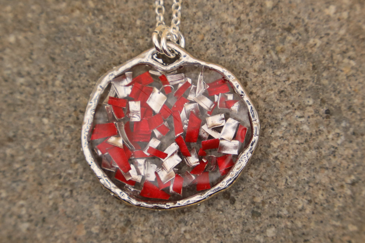 100% Recycled 925 Sterling Silver 16 Inch Necklace with Round Shaped Metal Pendant