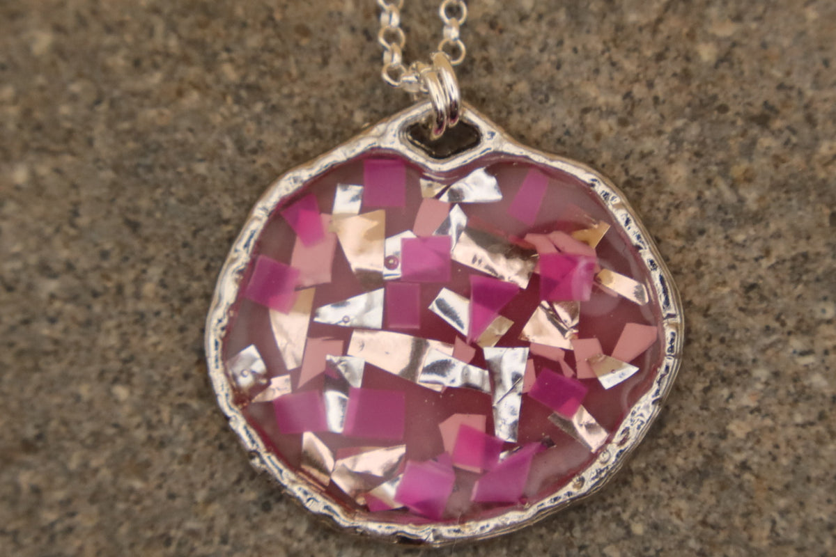 100% Recycled 925 Sterling Silver 16 Inch Necklace with Round Shaped Metal Pendant