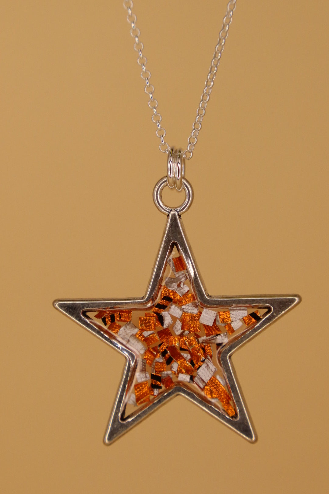 100% Recycled 925 Sterling Silver 18 Inch Necklace with Star Shaped Metal Pendant