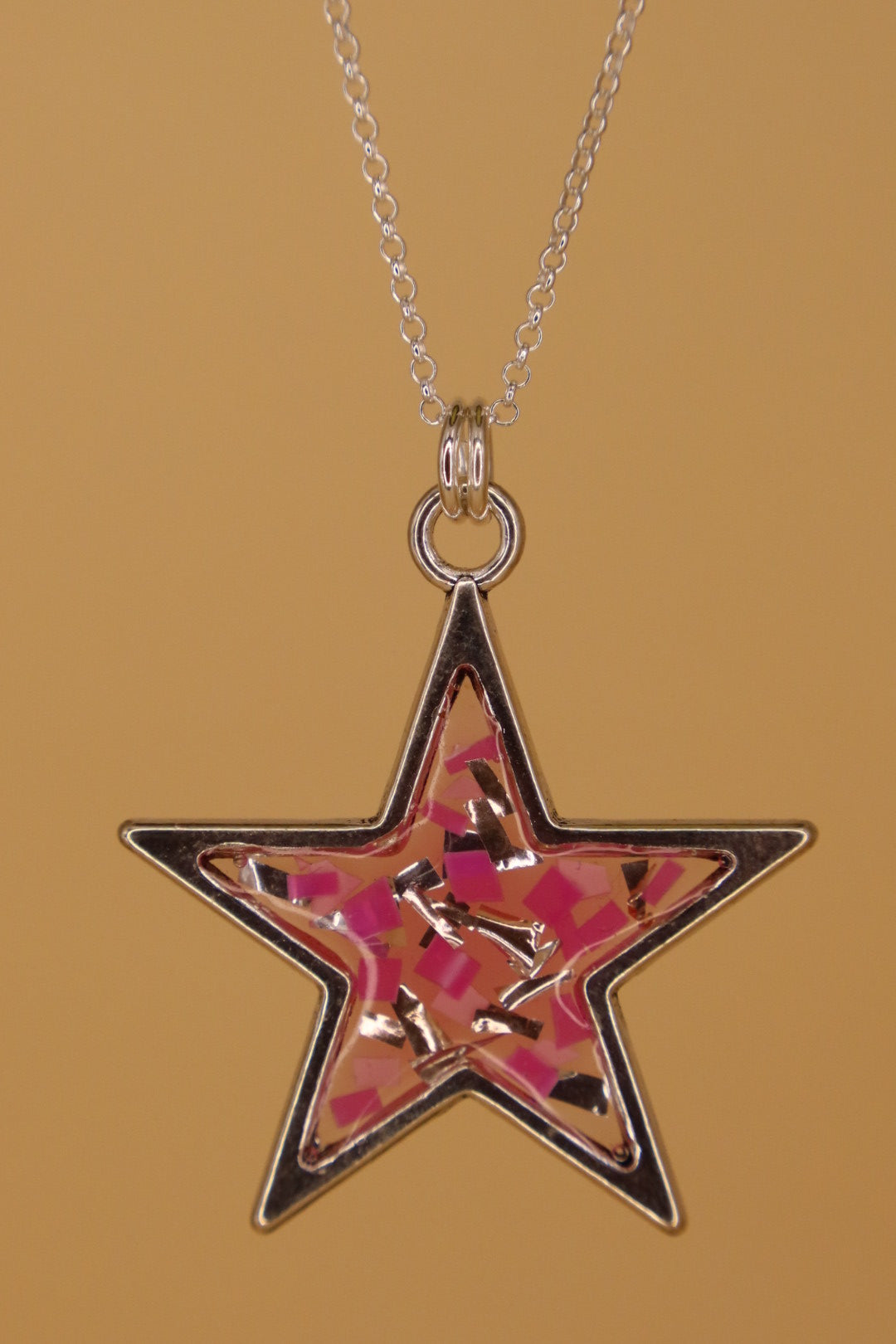 100% Recycled 925 Sterling Silver 18 Inch Necklace with Star Shaped Metal Pendant