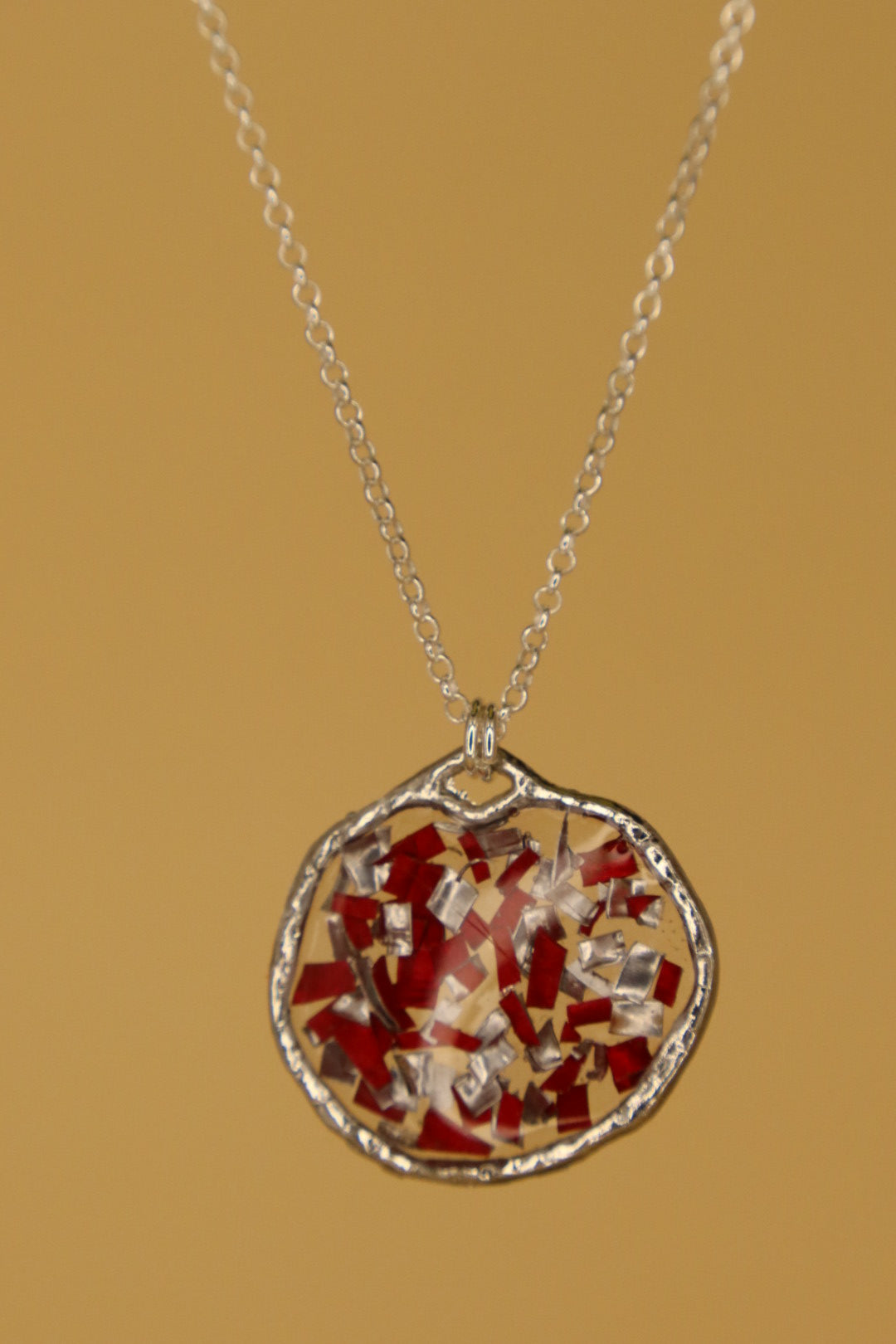 100% Recycled 925 Sterling Silver 16 Inch Necklace with Round Shaped Metal Pendant