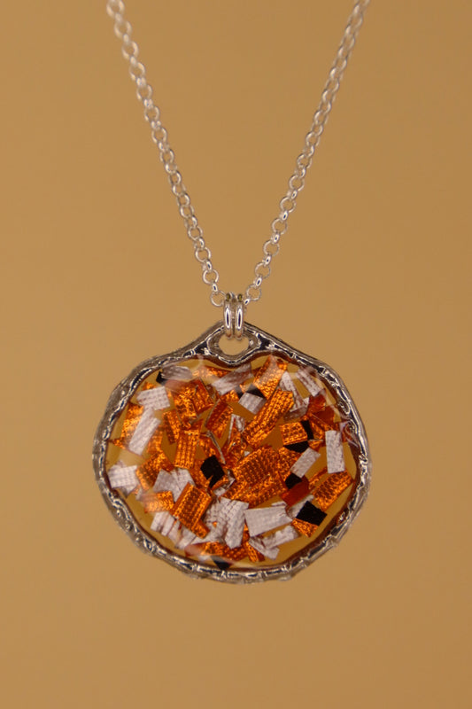 100% Recycled 925 Sterling Silver 16 Inch Necklace with Round Shaped Metal Pendant