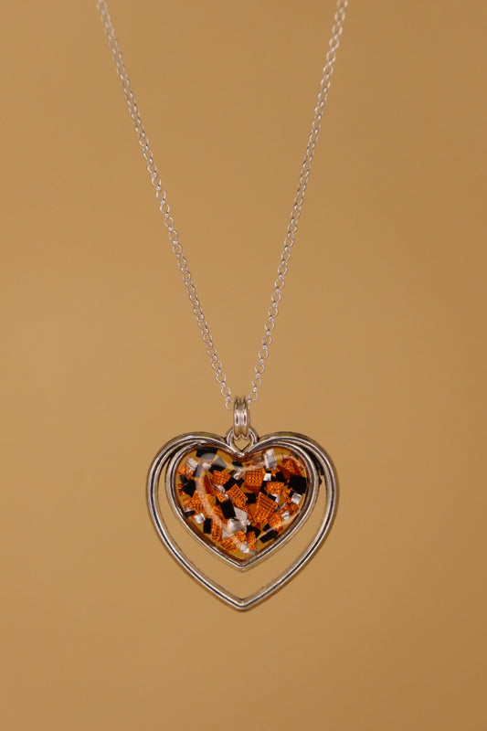 100% Recycled 925 Sterling Silver 18 Inch Necklace with Double Heart Shaped Metal Pendant