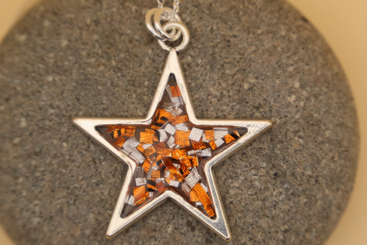 100% Recycled 925 Sterling Silver 18 Inch Necklace with Star Shaped Metal Pendant