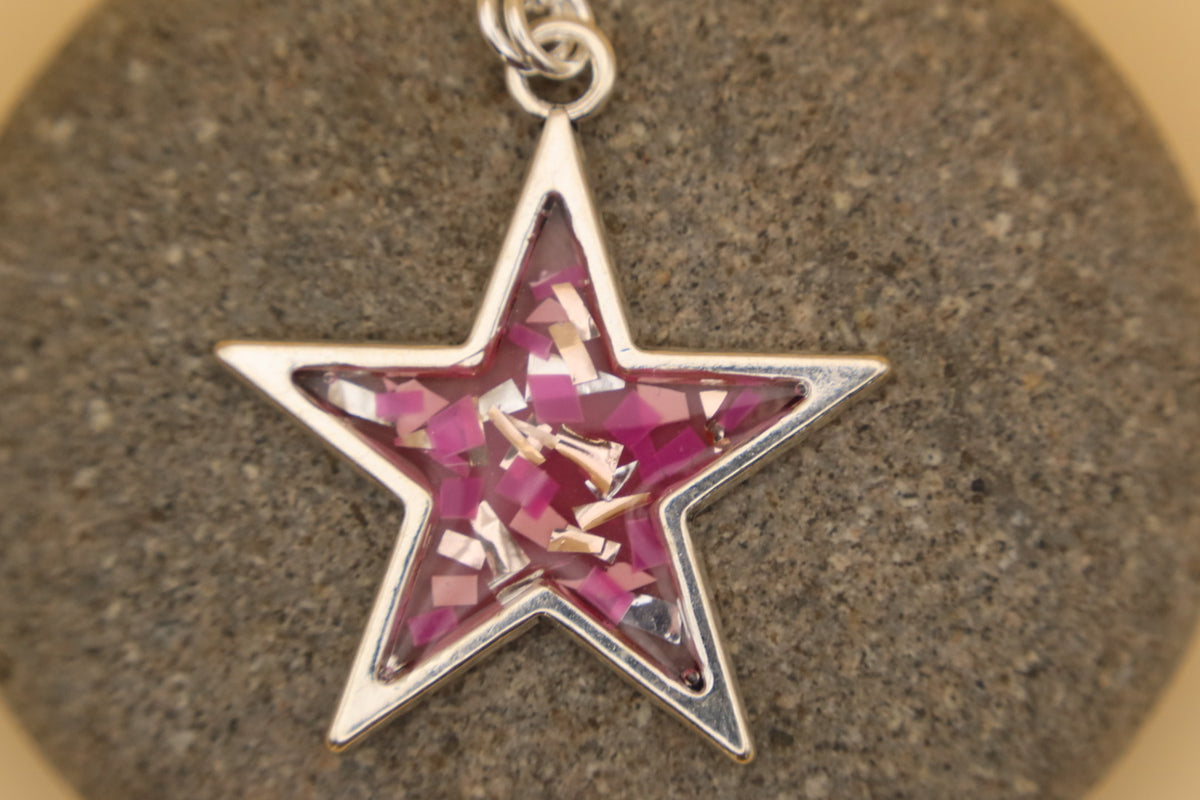 100% Recycled 925 Sterling Silver 18 Inch Necklace with Star Shaped Metal Pendant