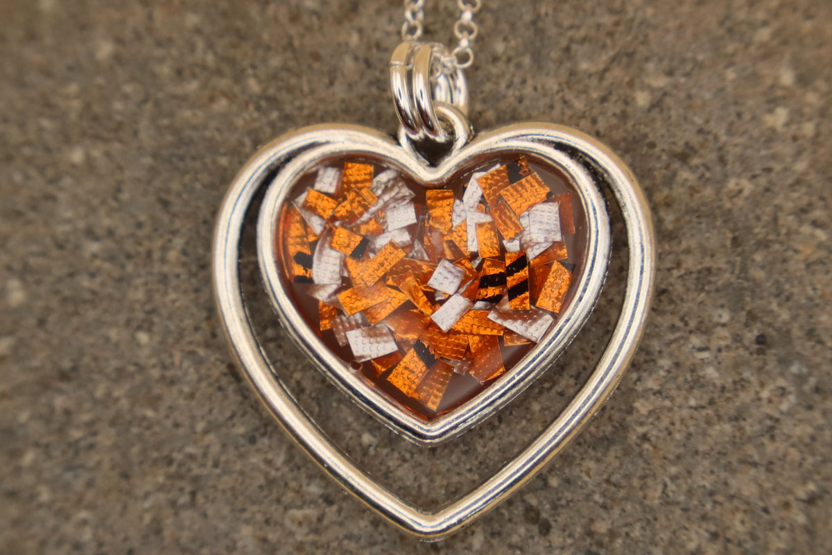 100% Recycled 925 Sterling Silver 18 Inch Necklace with Double Heart Shaped Metal Pendant