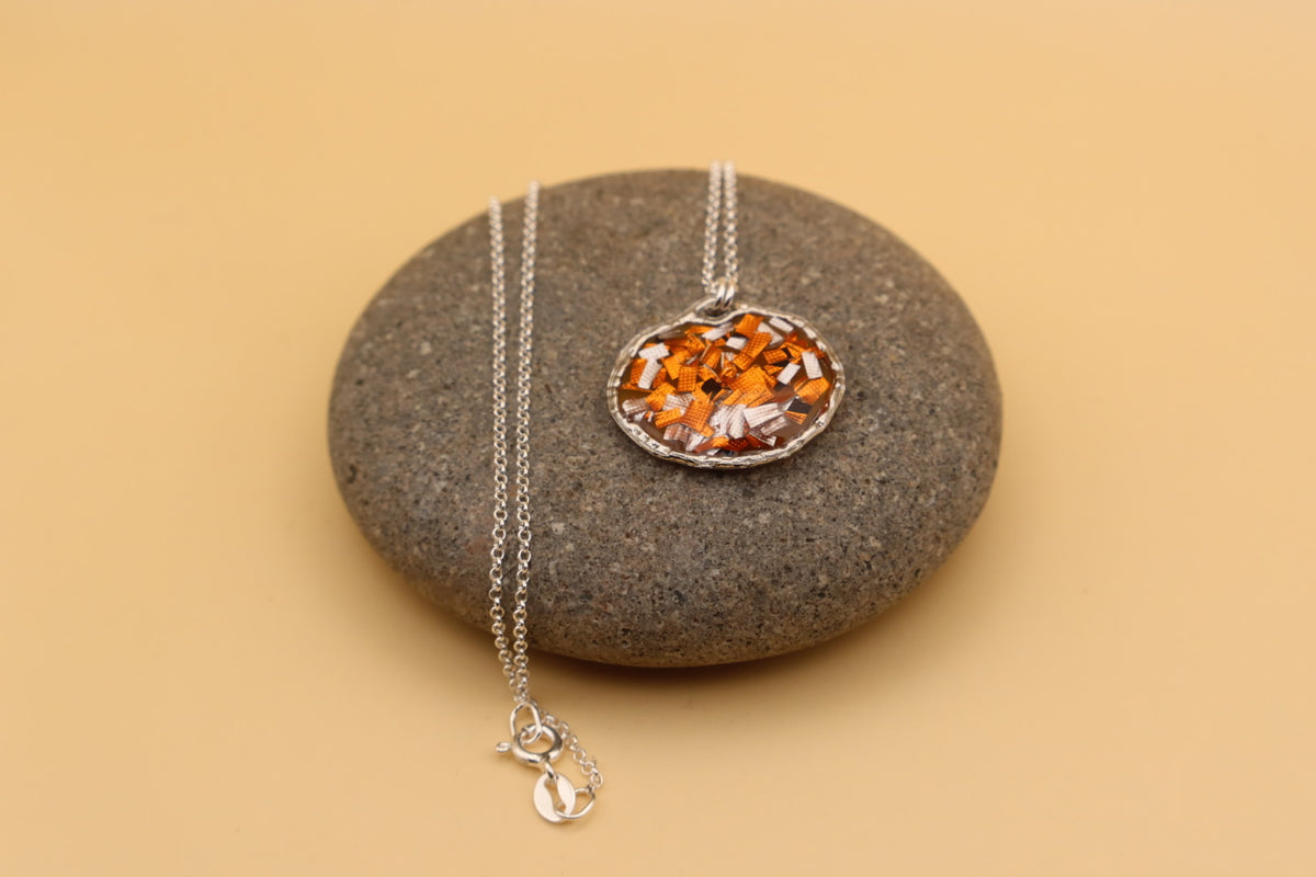 100% Recycled 925 Sterling Silver 16 Inch Necklace with Round Shaped Metal Pendant