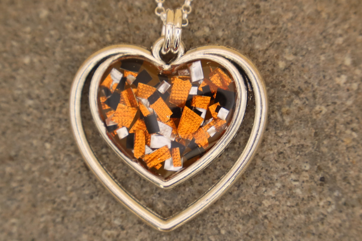 100% Recycled 925 Sterling Silver 18 Inch Necklace with Double Heart Shaped Metal Pendant