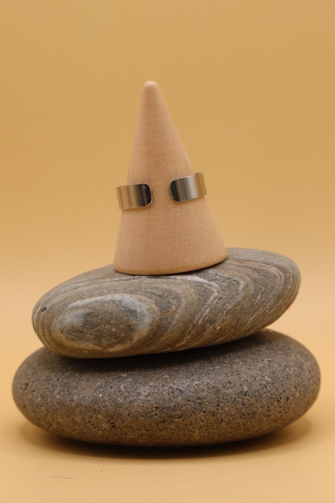 Adjustable Surgical Stainless Steel Ring with Bead made with Shotgun Cartridge & Eco Resin