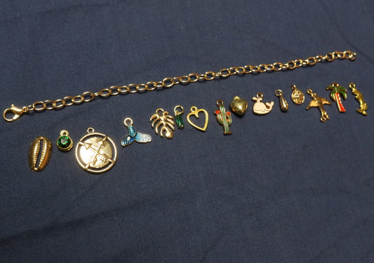Wanderlust Charm Bracelet Making Kit (Gold)