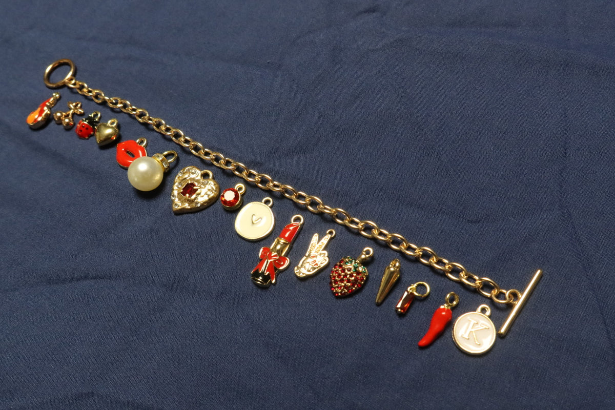 Red Spells Danger Charm Bracelet Making Kit (Gold)