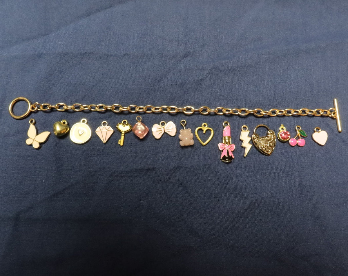 Pretty in Pink Charm Bracelet Making Kit (Gold)