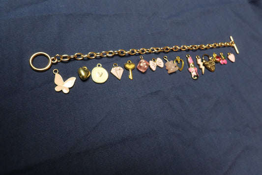 Pretty in Pink Charm Bracelet Making Kit (Gold)