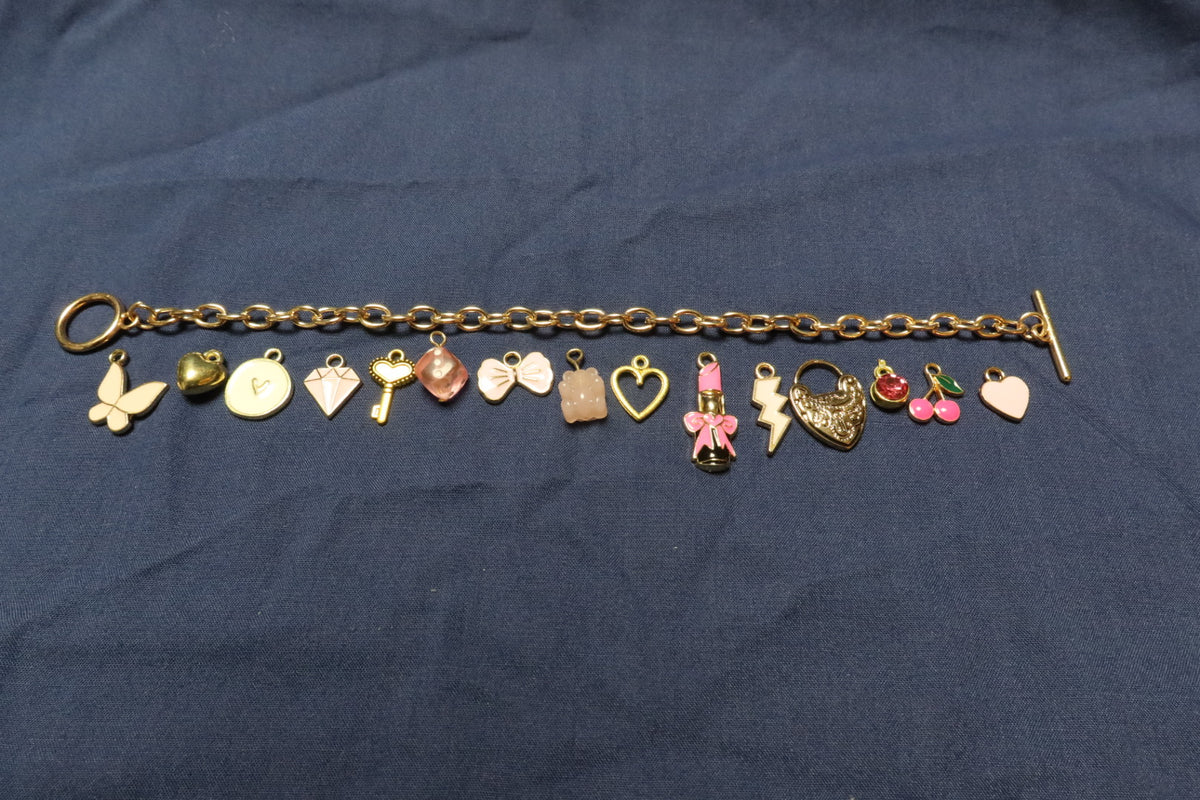 Pretty in Pink Charm Bracelet Making Kit (Gold)